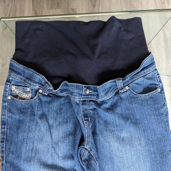 EUC Three Seasons Embellished Adjustable Waist Maternity Jeans Size L - Picture 3 of 12